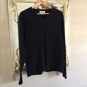 J Crew navy rib knit cotton sweater. Size L.